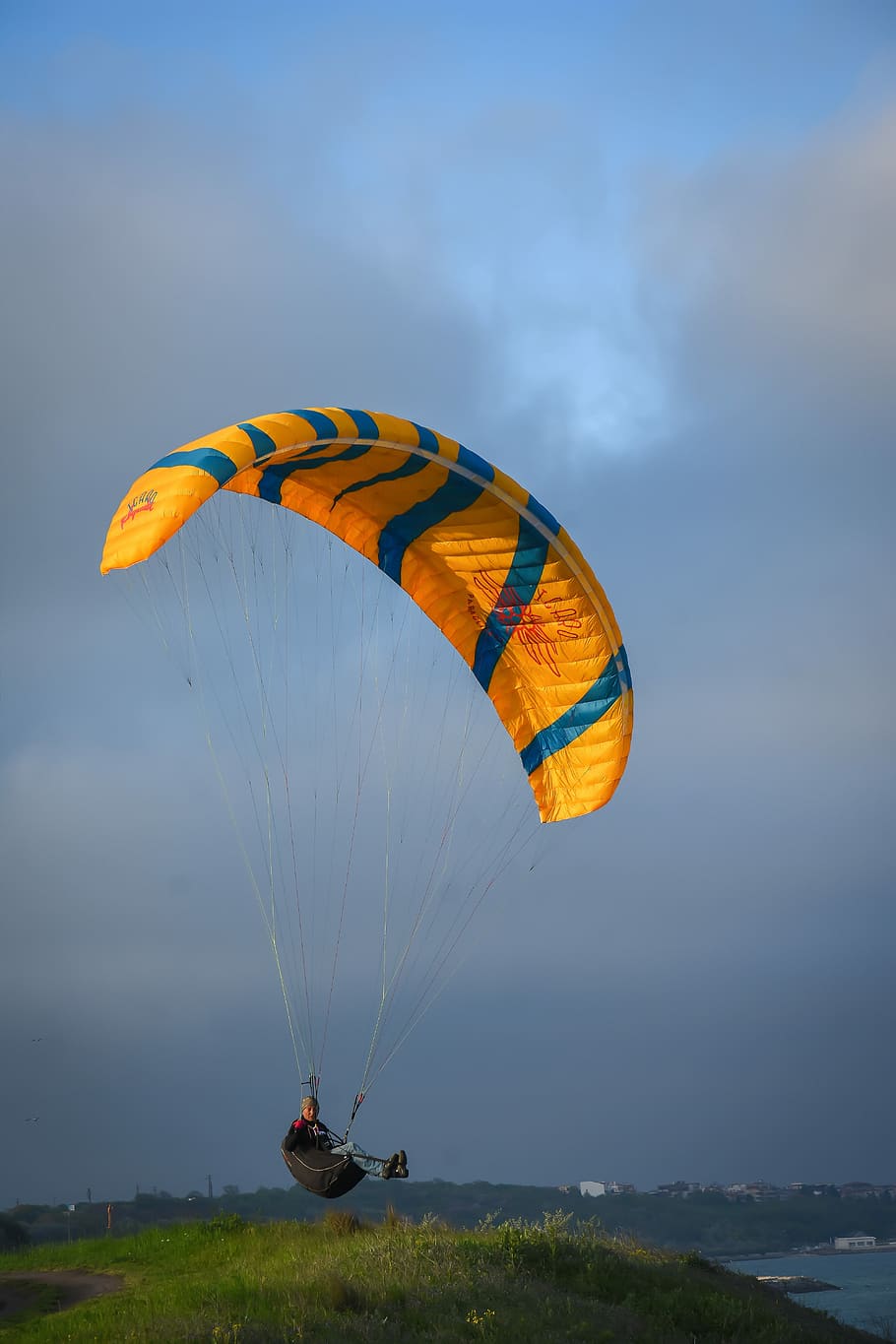 sky, parachute, glider, flight, flying, air, adventure, wind HD wallpaper