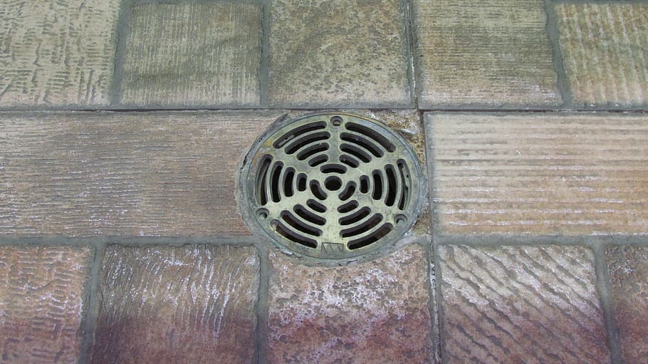 gray floor vent, drain, tiles, drainage, old, plumbing, indoor, HD wallpaper