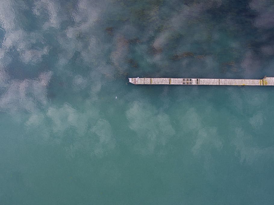 top view of body of water, aerial photography of boardwalk, scenic HD wallpaper