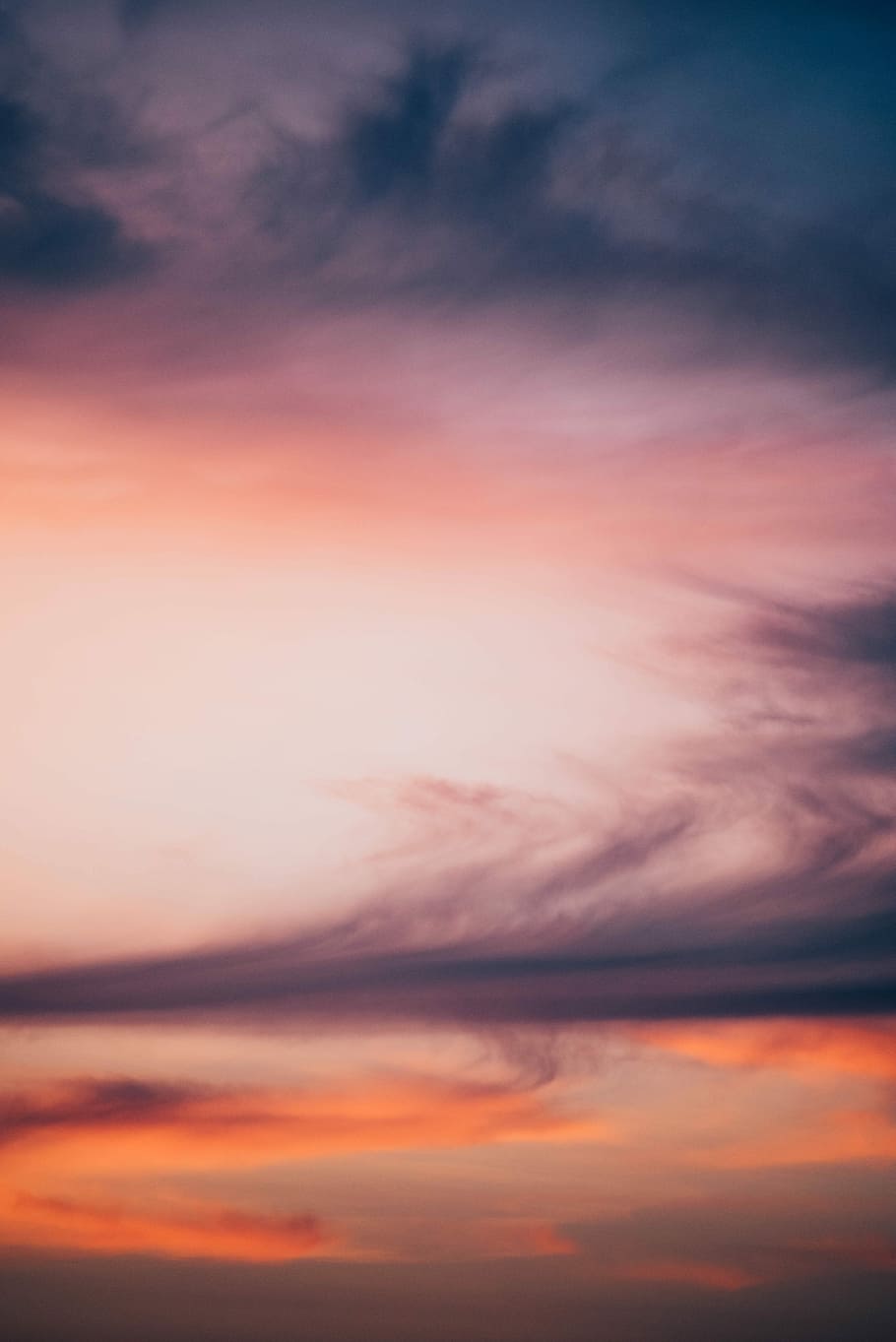 black and white clouds, cloudscape, blue, red, orange, cloud - sky HD wallpaper