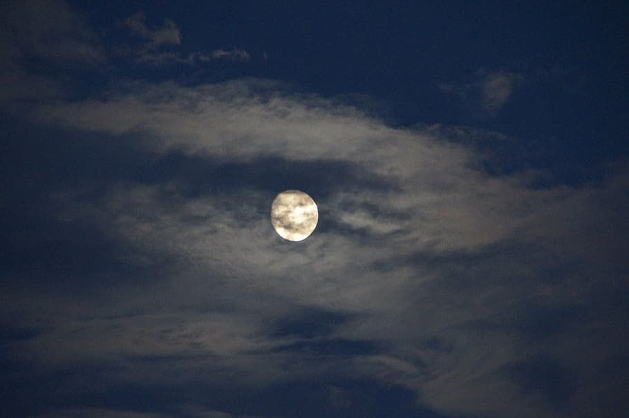 moon, full moon, moonlight, night, sky, evening, atmosphere HD wallpaper