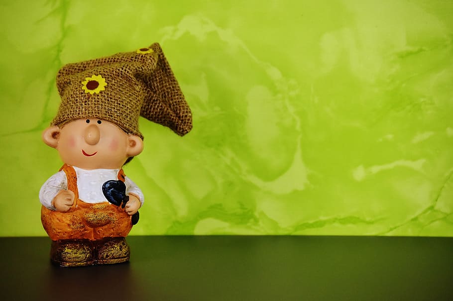 imp, spring imp, decoration, dwarf, cute, figure, garden, funny HD wallpaper