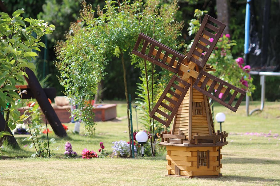 windmill, ornament, decoration, plant, tree, nature, day, built structure HD wallpaper