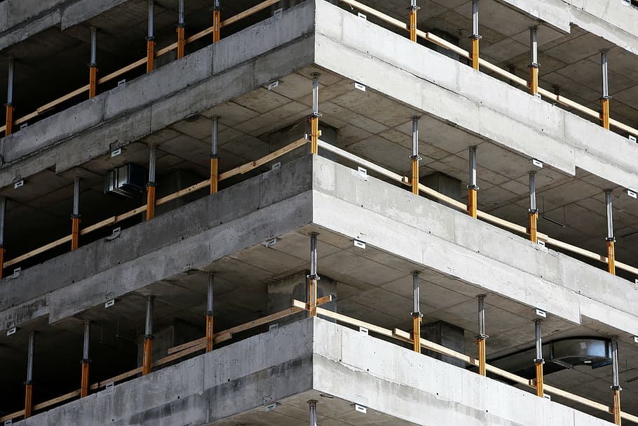 concrete building frame, construction, architecture, built structure HD wallpaper