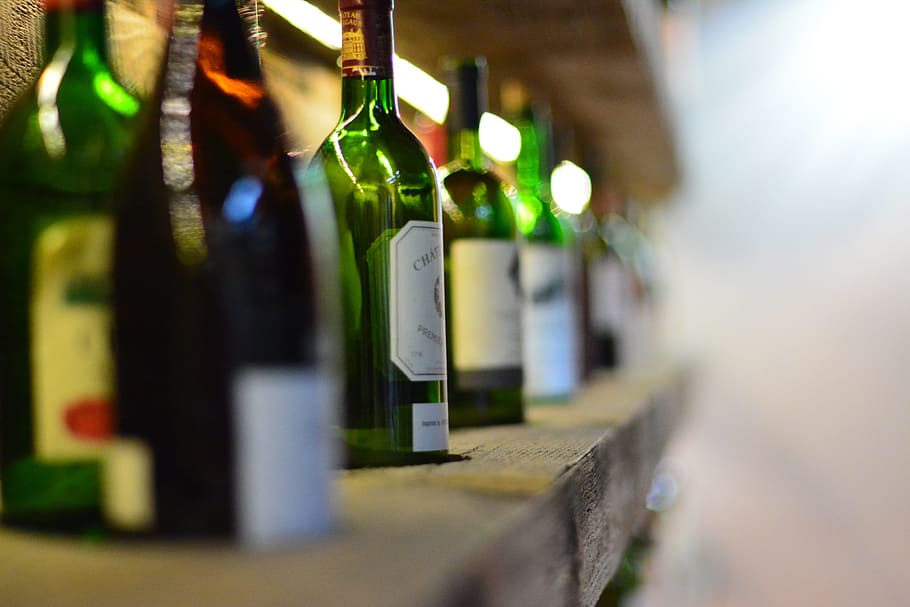 bottle, atmosphere, wine, alcohol, container, drink, refreshment HD wallpaper