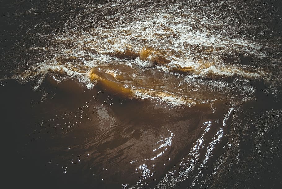 brown body of water waves, photography of murky water, river HD wallpaper