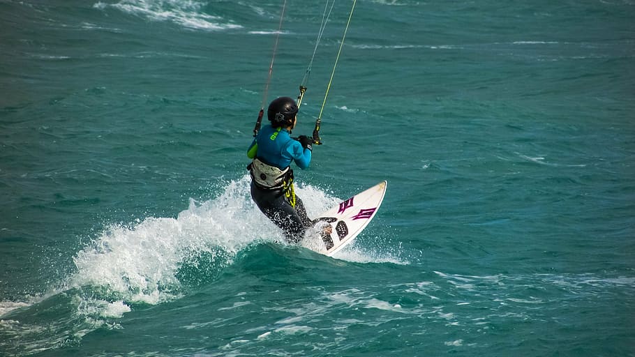 kite surfing, sport, sea, extreme, surfer, board, wind, woman, HD wallpaper