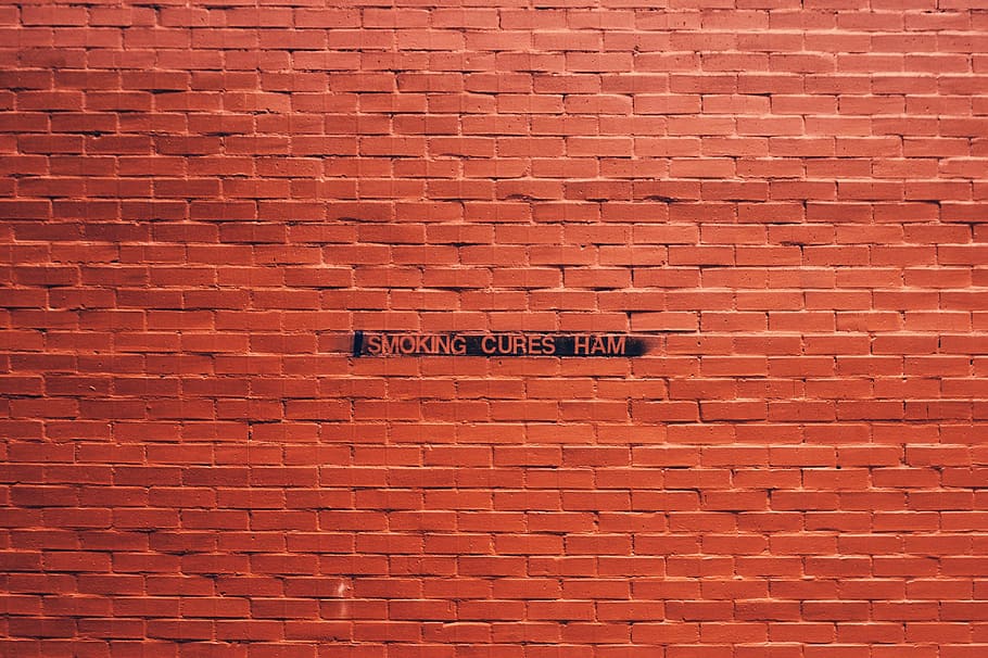 bricks, orange, wall, brickwork, text, communication, western script HD wallpaper