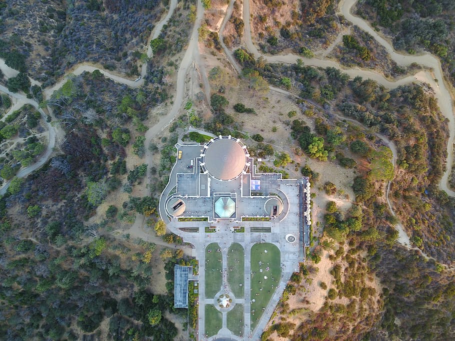 aerial photo of concrete establishment, los angele, observatory