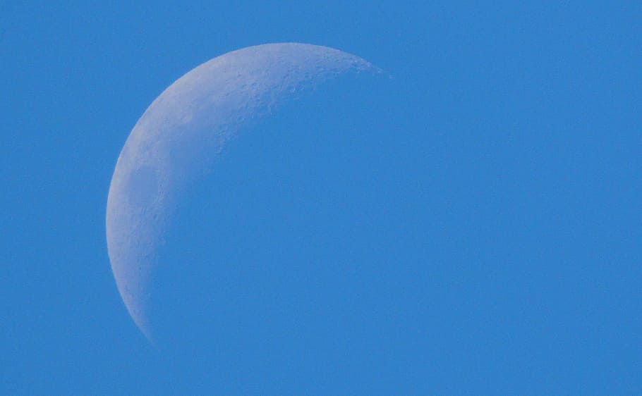 moon, day, sky, daytime, blue, space, no people, clear sky HD wallpaper