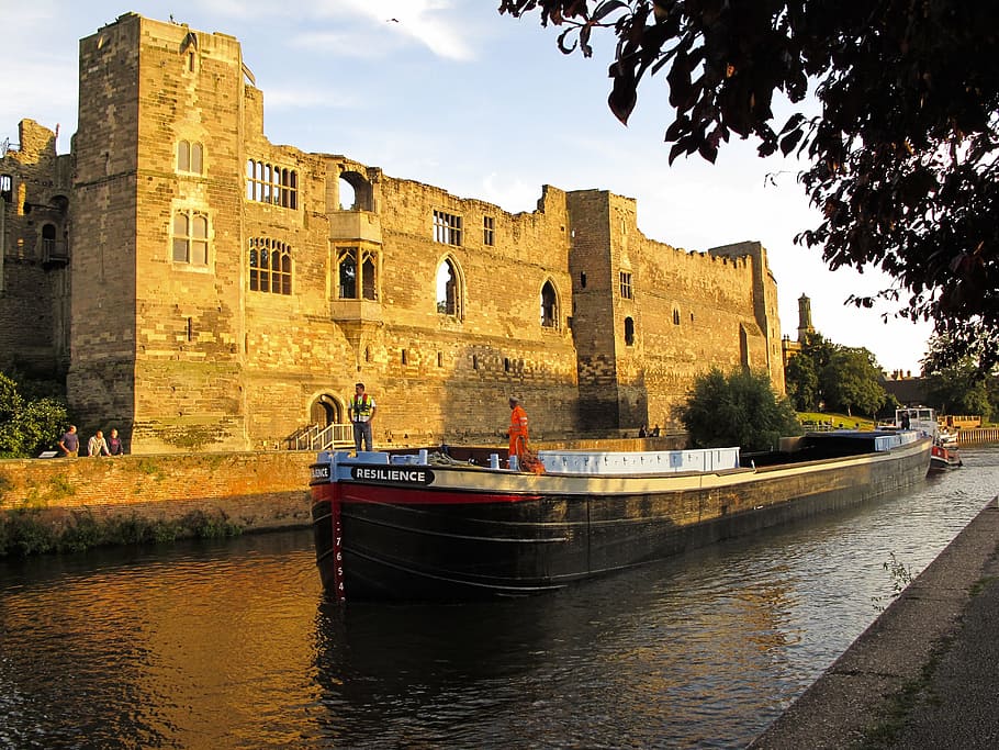 Barge, Ship, Boat, Castle, Newark, trent, waterway, navigation HD wallpaper