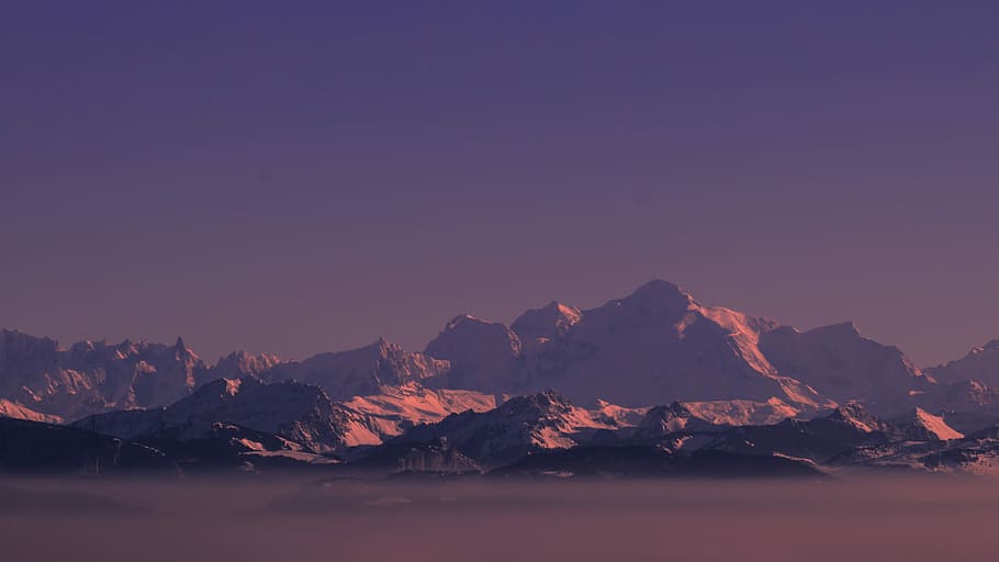 landscape photography of snow mountains, mountain under dark sky during daytime HD wallpaper