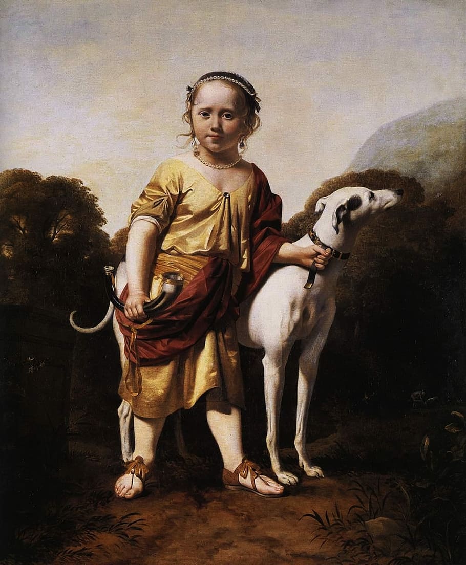 Caesar Van Everdingen, Boy, Dog, Child, outside, art, painting HD wallpaper