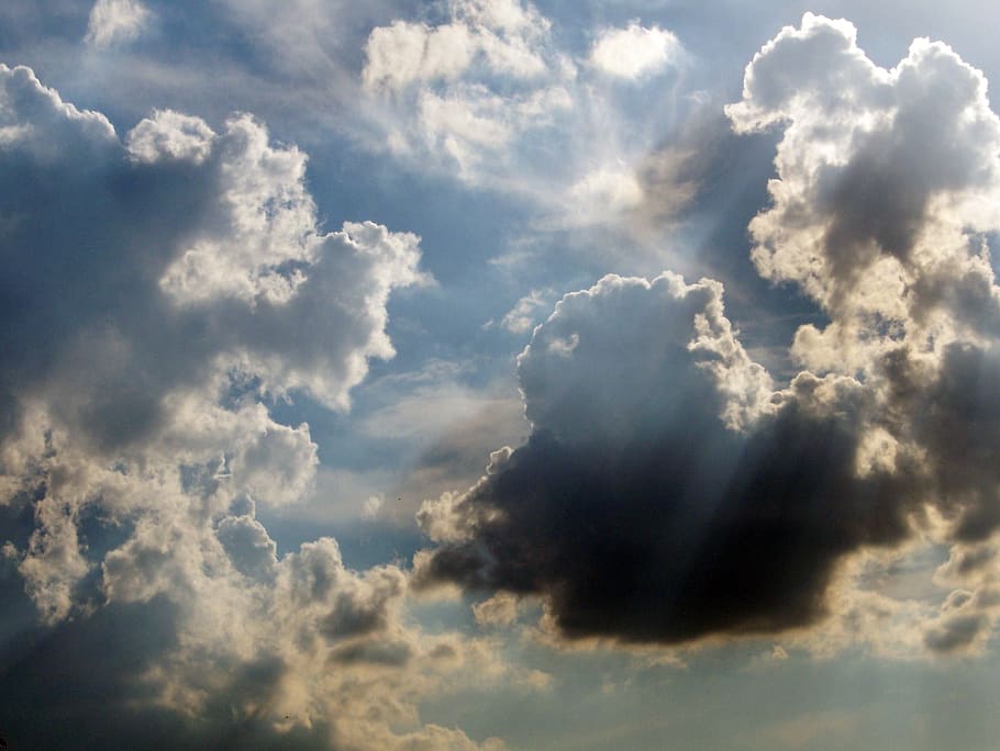clouds, sky, sun, rays, weather, light, air, day, environment HD wallpaper