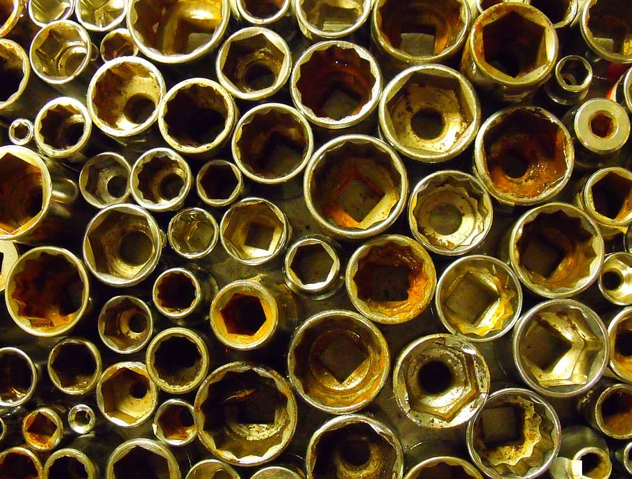 Sockets, Work, Metal, Rust, backgrounds, full frame, close-up HD wallpaper
