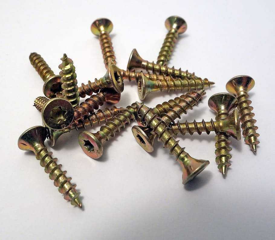 screw, tool, workshop, build, repair, metal, torx, white background HD wallpaper