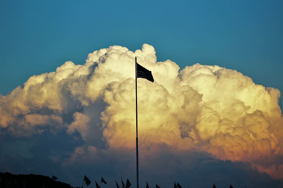 cloud, flagpole, flags, silhouette, sky, cloud - sky, low angle view HD wallpaper
