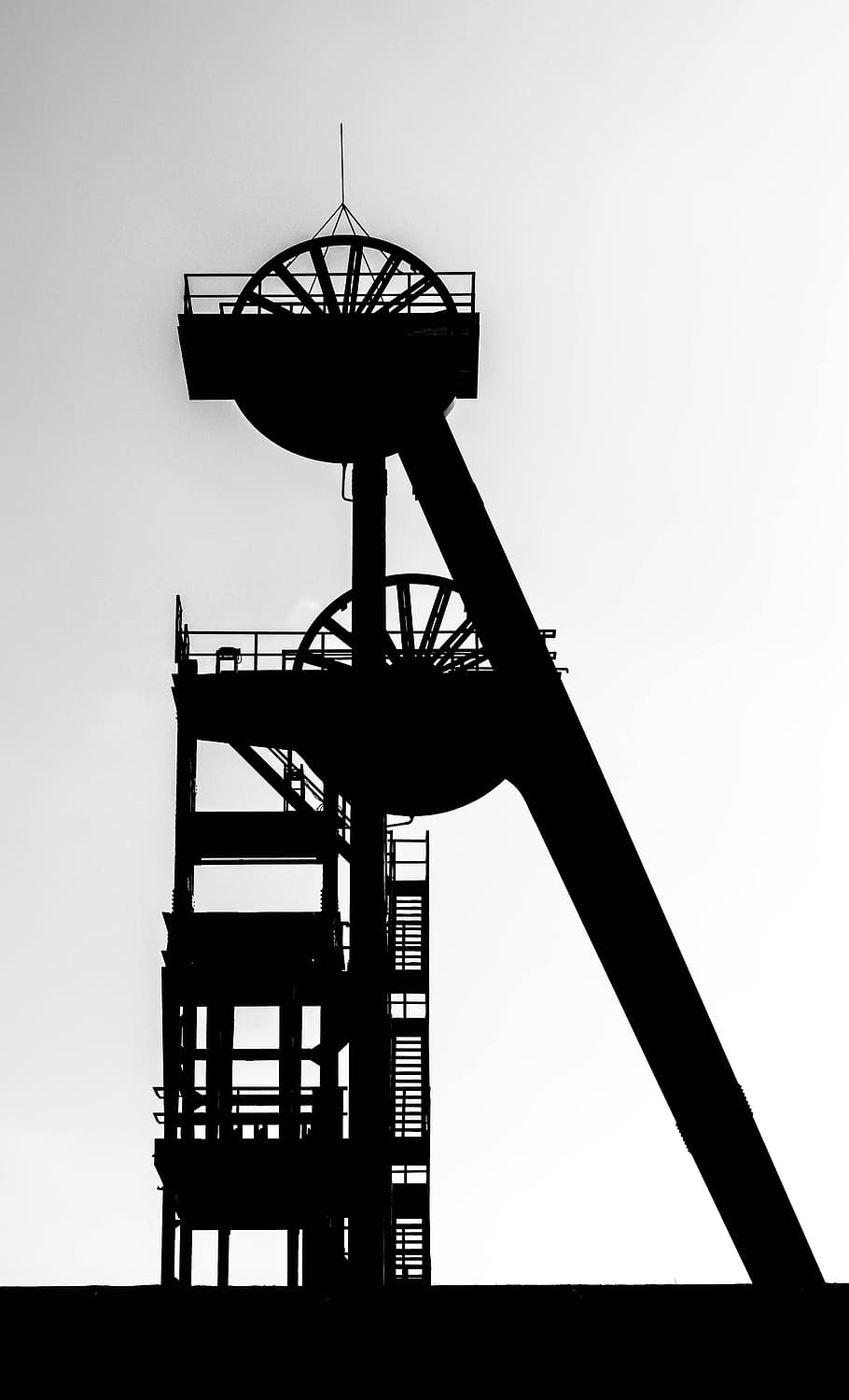 silhouette of black high-rise building, tower, headframe, bill HD wallpaper