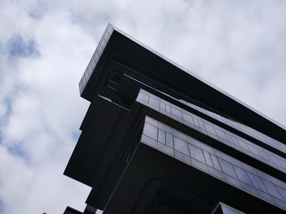 building, office building, sky, low angle view, cloud - sky HD wallpaper