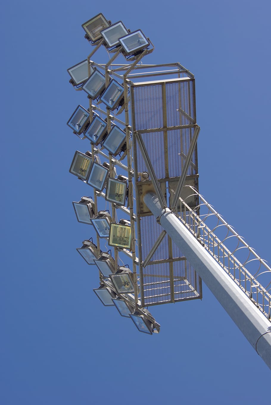 stadium, spotlight, lighting, low angle view, sky, clear sky HD wallpaper