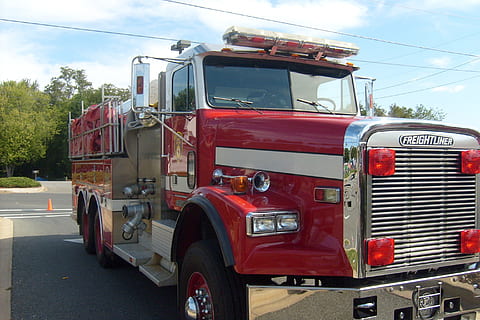 red and white fire truck on parking lot during daytime, Fire Engine, Red HD wallpaper