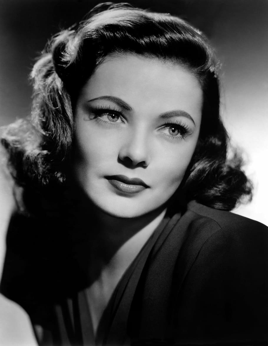 grayscale photo of woman, gene tierney, vintage, actress, movies