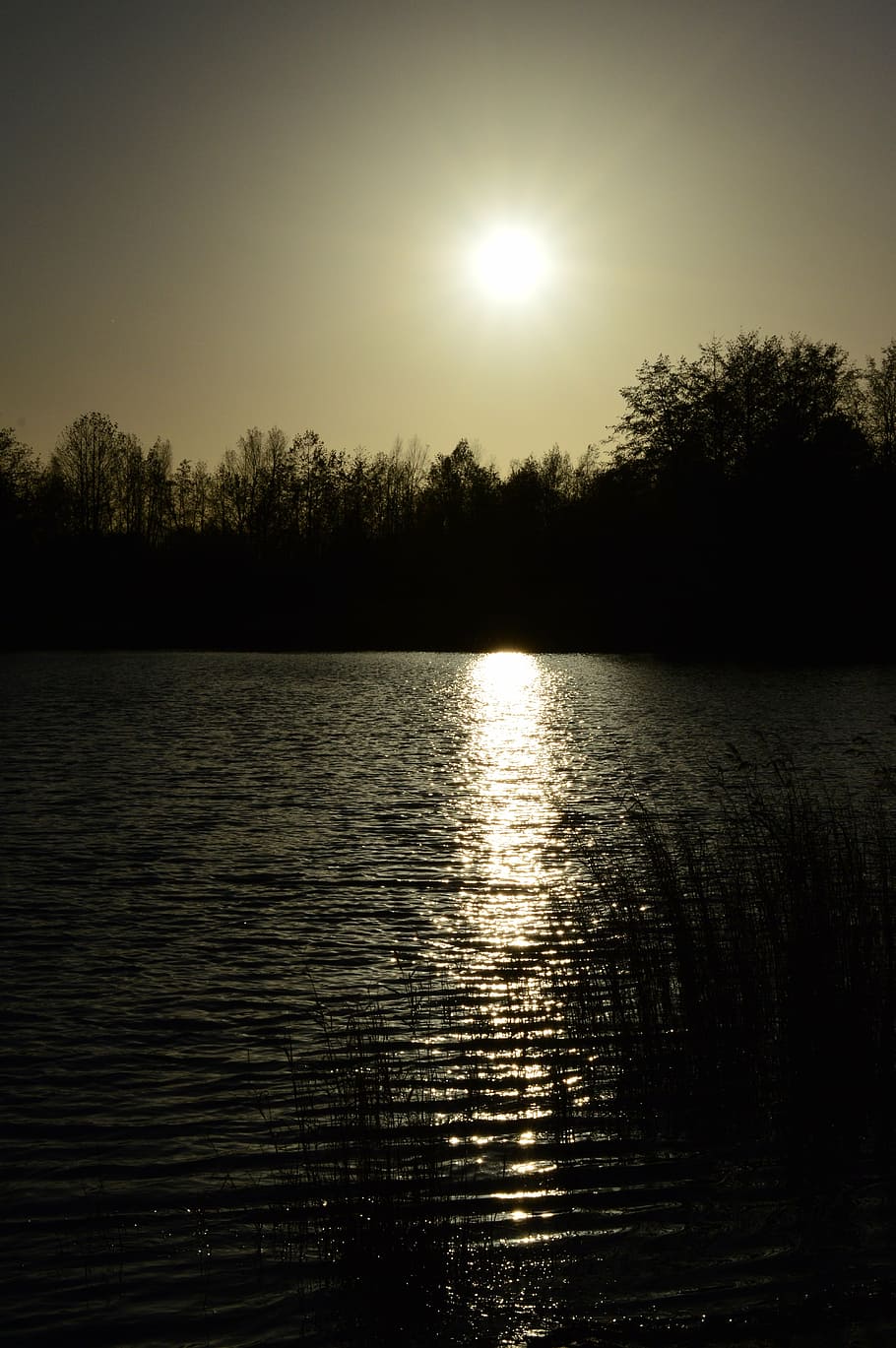 water, sunset, mood, mirroring, evening, abendstimmung, romance HD wallpaper