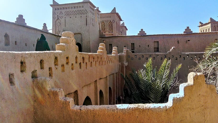 brown concrete building at daytime, desert, sahara, morocco, kasbah amridil, HD wallpaper