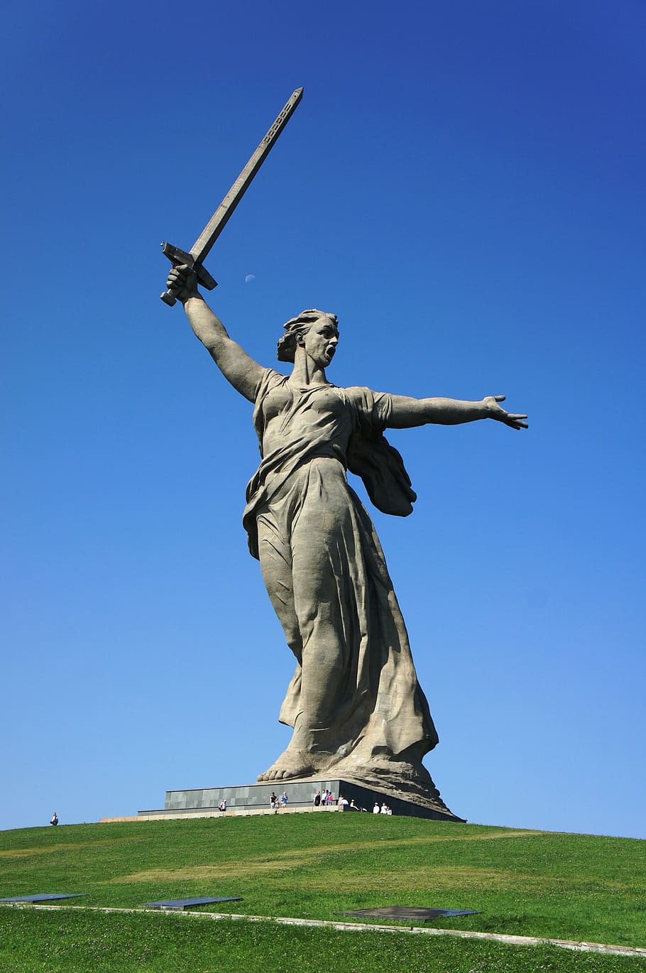 female statue monument, birthplace, russia, volgograd, mother motherland