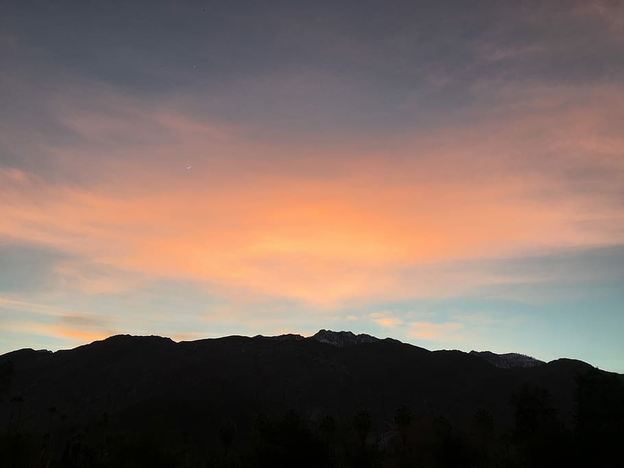 Sunset, Clouds, Mountain, silhouette, scenics, nature, no people HD wallpaper
