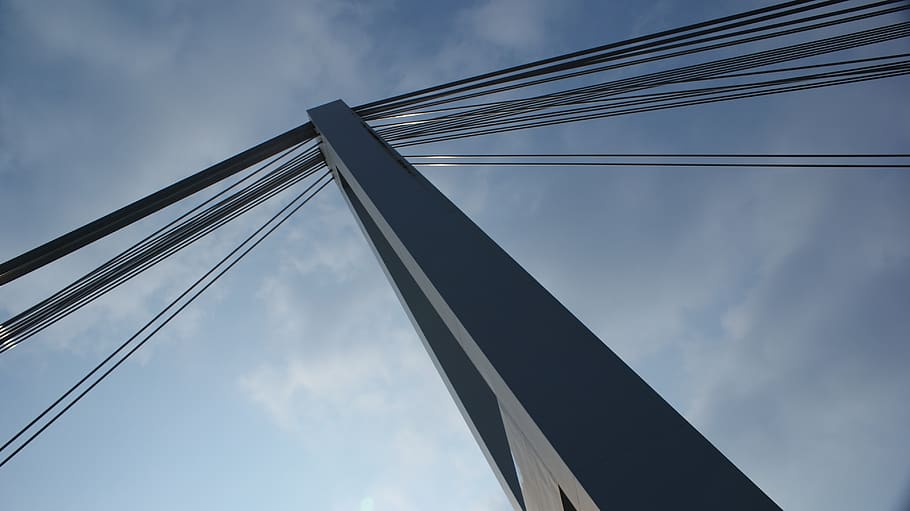 bridge, architecture, structures, germany, guy ropes, rheinbrücke