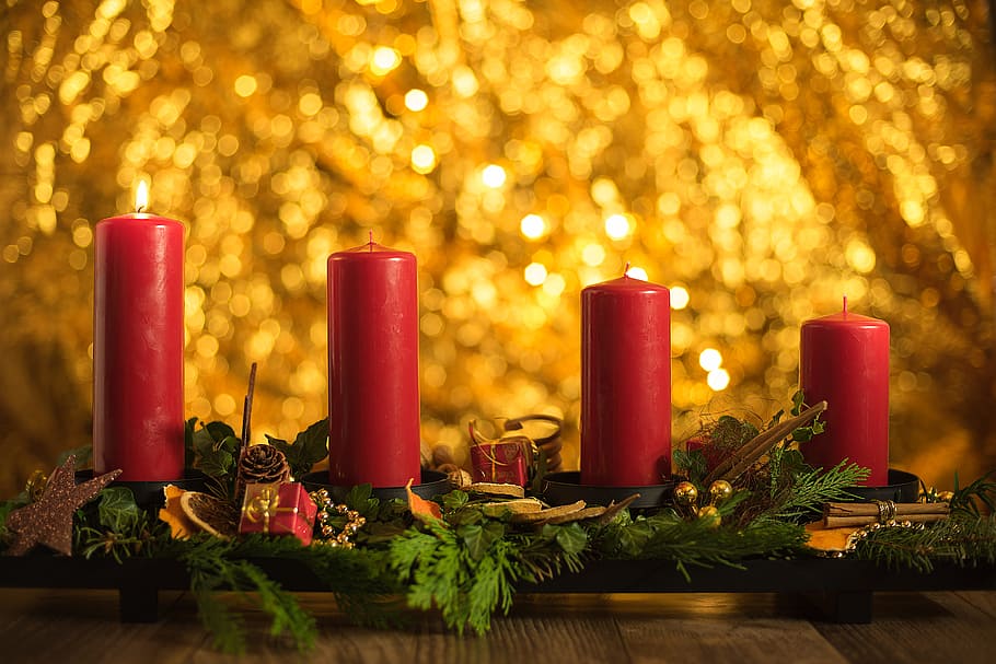 advent, christmas, candles, candlelight, contemplative, christmas jewelry, HD wallpaper