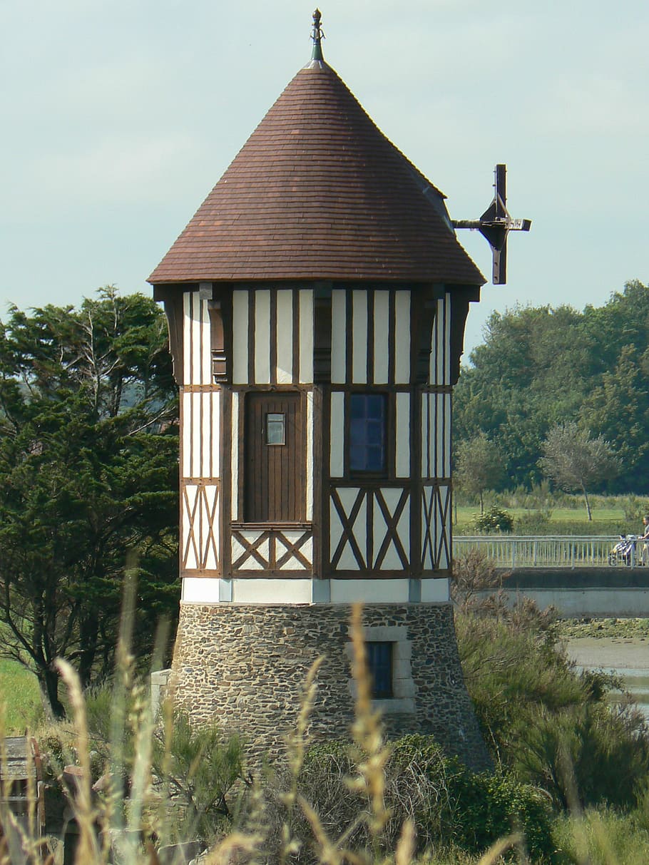 courseulles, tower, landscape, nature, green, france, built structure HD wallpaper