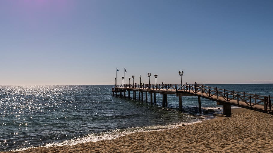 jetty, marbella, marbella club, malaga, andalusia, spain, beach, HD wallpaper