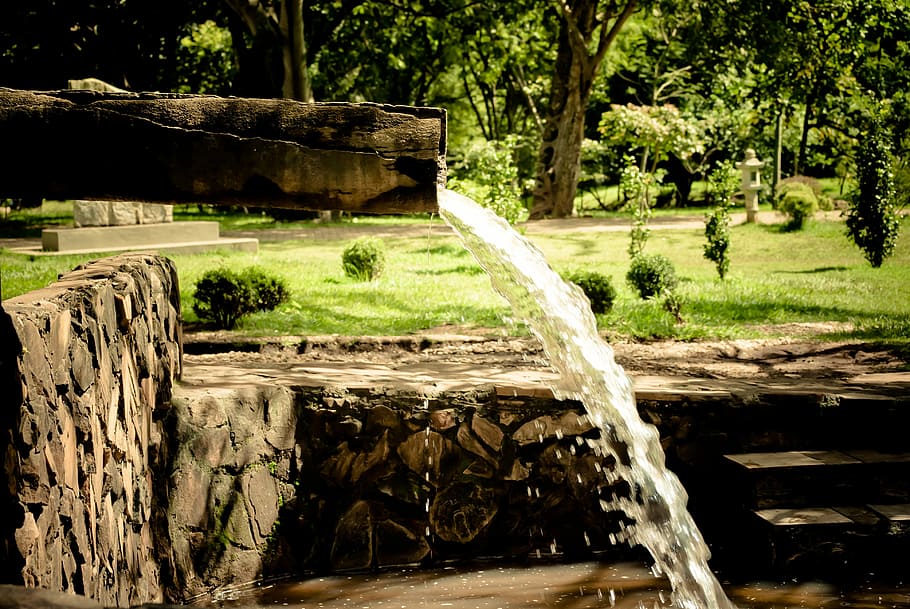 Source, Water, Landscape, Garden, scenario, motion, nature HD wallpaper