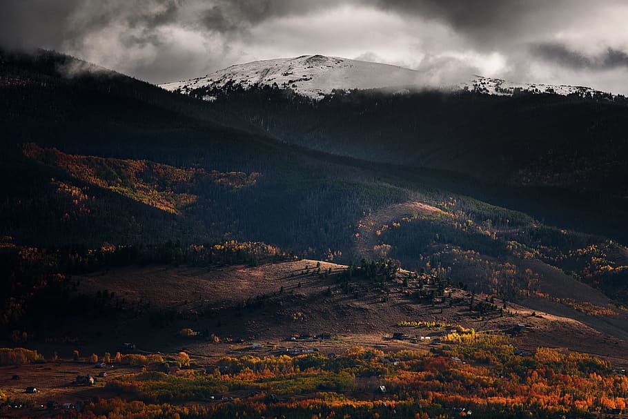 dawn, dusk, evening, fall, fog, landscape, light, mist, mountain HD wallpaper