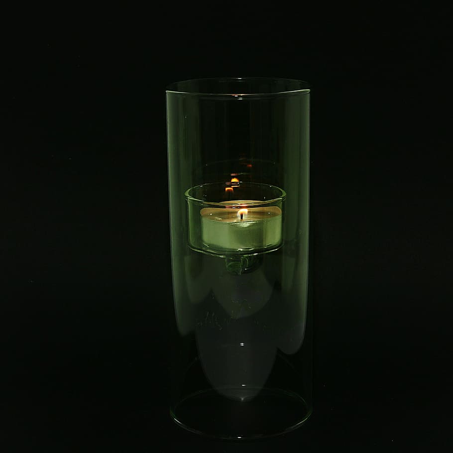 Candle, Light, Lighting, Decoration, glass, studio shot, black background HD wallpaper