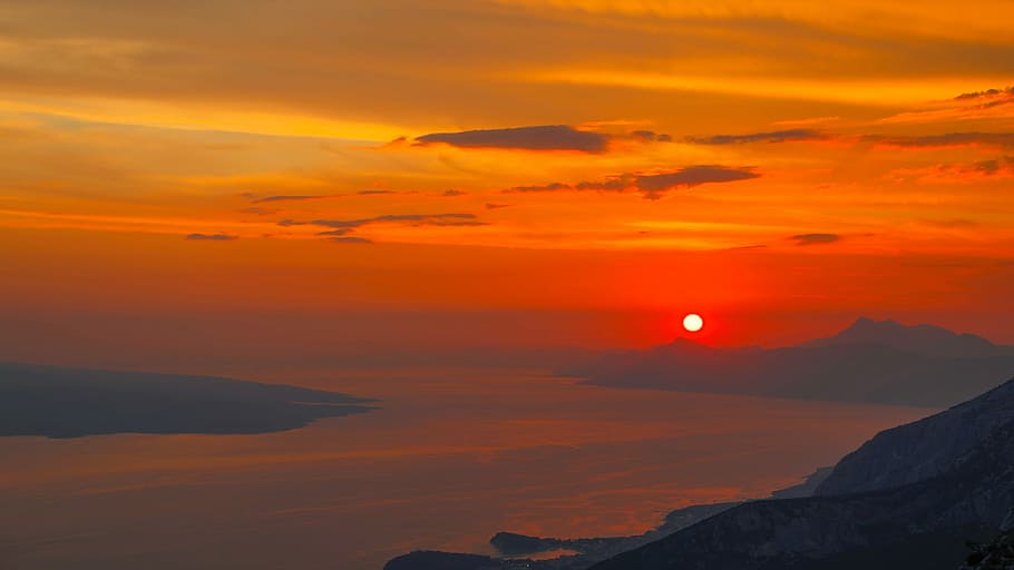 sunset, dusk, evening, afterglow, sky, abendstimmung, scenics - nature HD wallpaper