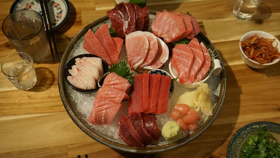 tuna party, time, fish, tuna belly fat, seafood, japanese, tuna assorted HD wallpaper