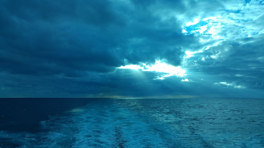 cruise, wake, blue, cloud, caribbean, sea, water, boat, cruise ship, HD wallpaper