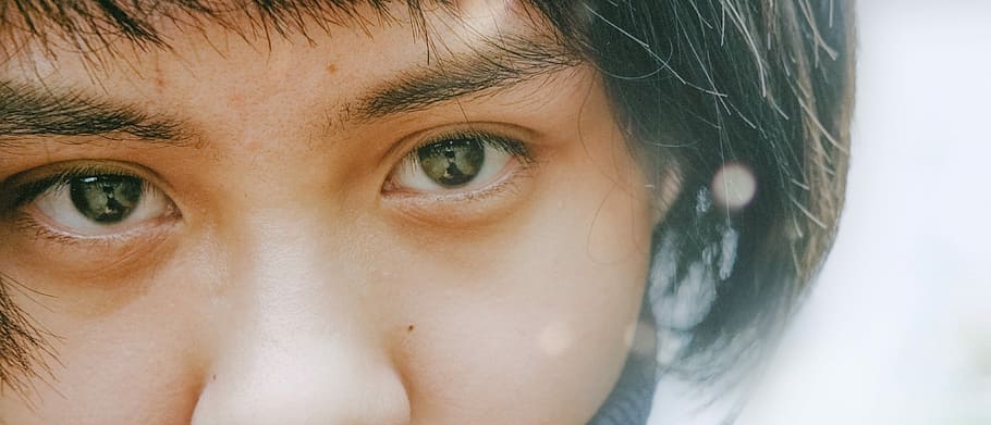 photography of human eyes, person's black eyes in macro shot HD wallpaper