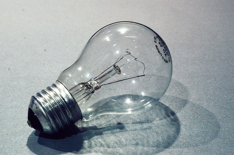HD wallpaper: Clear Glass Light Bulb, 40 W, shadow, single object ...