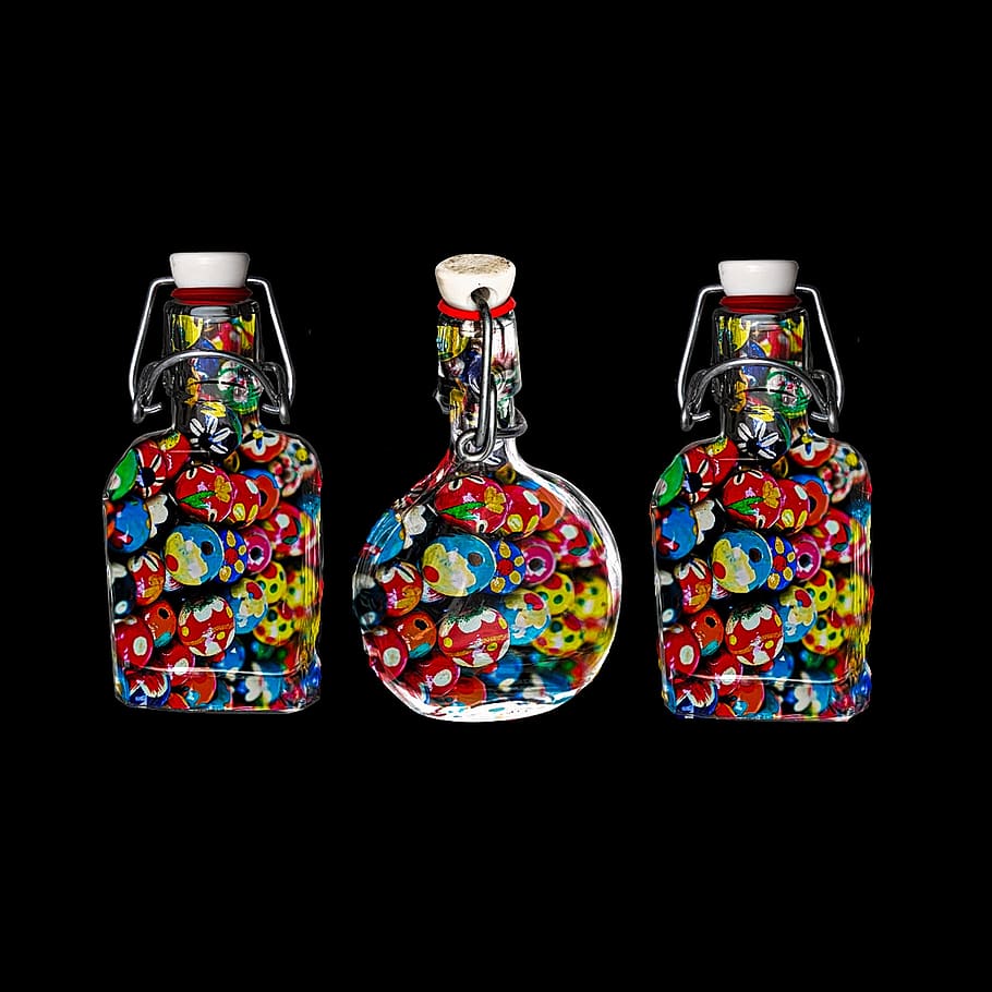 composing, bottle, container, black background, studio shot HD wallpaper