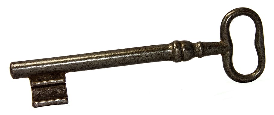 black metal skeleton key, old, close, rusted, iron, metallic HD wallpaper