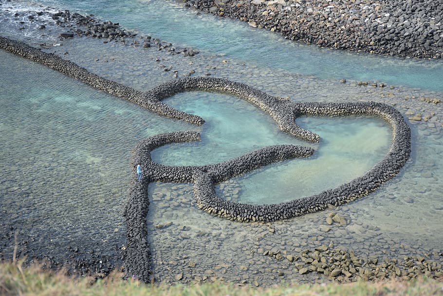 penghu, love, double pay, water, high angle view, no people HD wallpaper