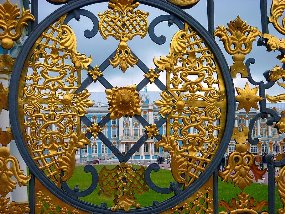 Detail, Gold, Fence, Splendor, st petersburg, catherine's palace, HD wallpaper