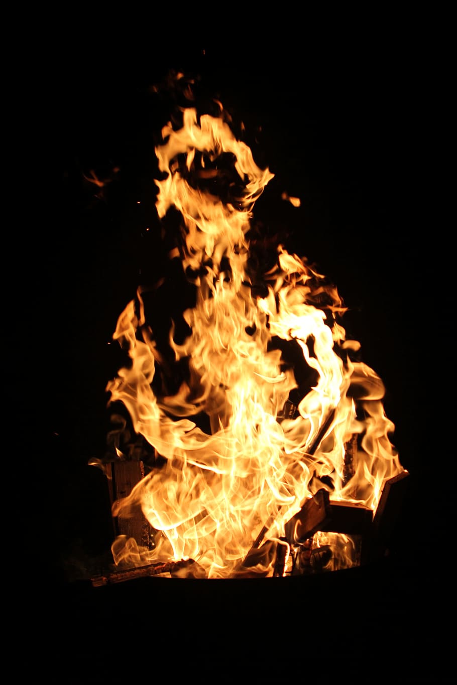 Fire, Hot, Flame, Heat, Burn, Embers, brand, wood fire, fiery, HD wallpaper