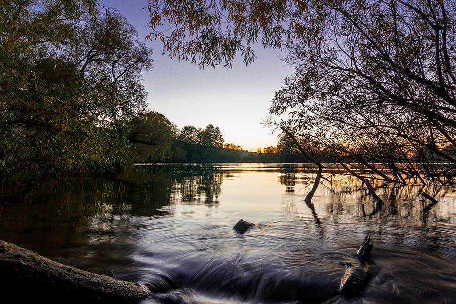 lake surrounded by trees, waters, nature, reflection, river HD wallpaper
