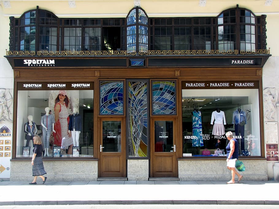 shophouse, window, facade, nouveau facade, symmetry, shopping, HD wallpaper