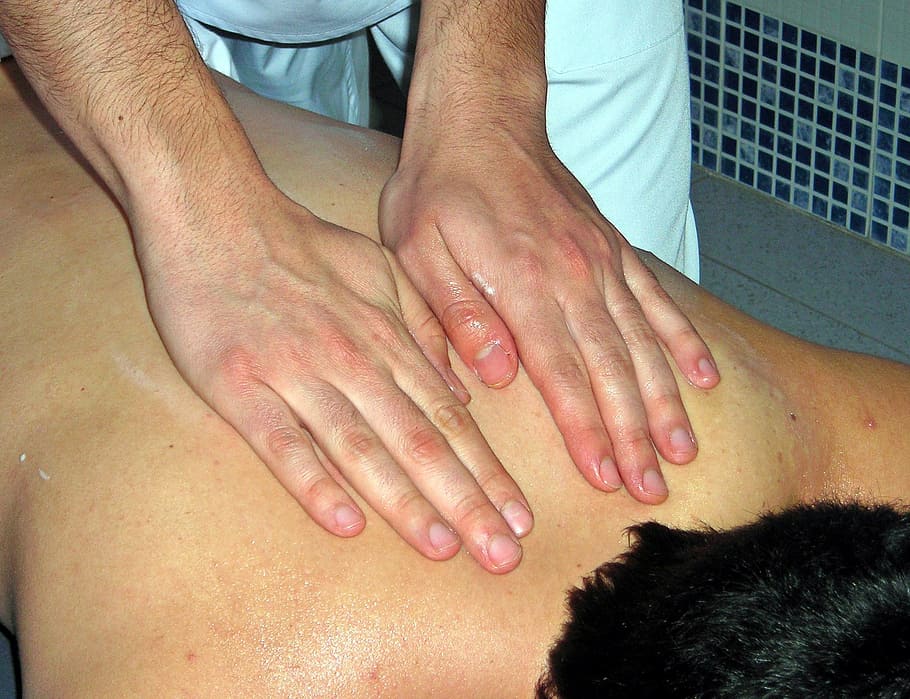 person massaging man's back, massage, hands, therapy, human body part HD wallpaper